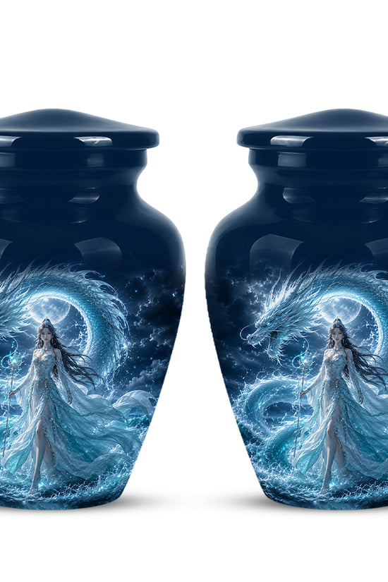 Dragon And Moon Goddess Fantasy Urn - Artistic Memorial Urns For Ashes