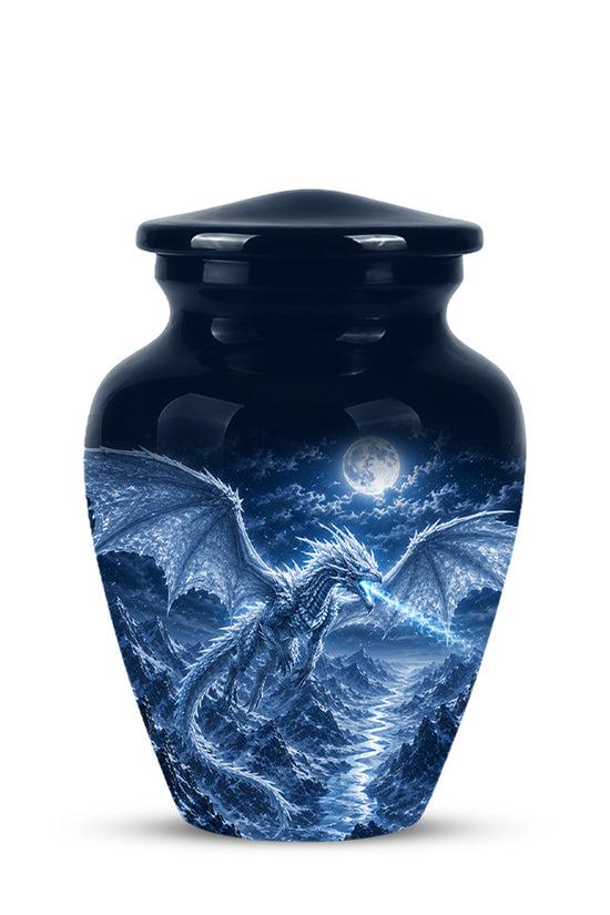 White Dragon Cremation Urn - Majestic Classic Dragon Urns For Human Ashes