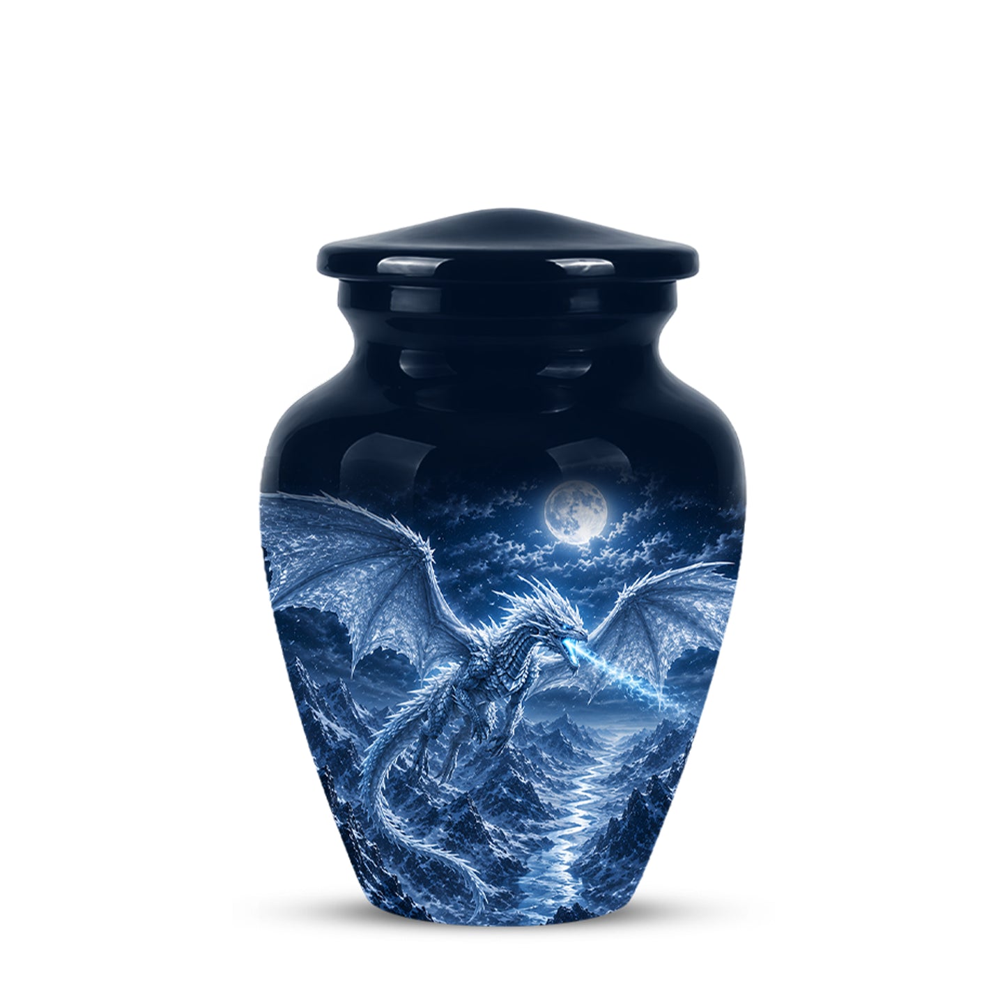 White Dragon Cremation Urn - Majestic Classic Dragon Urns For Human Ashes
