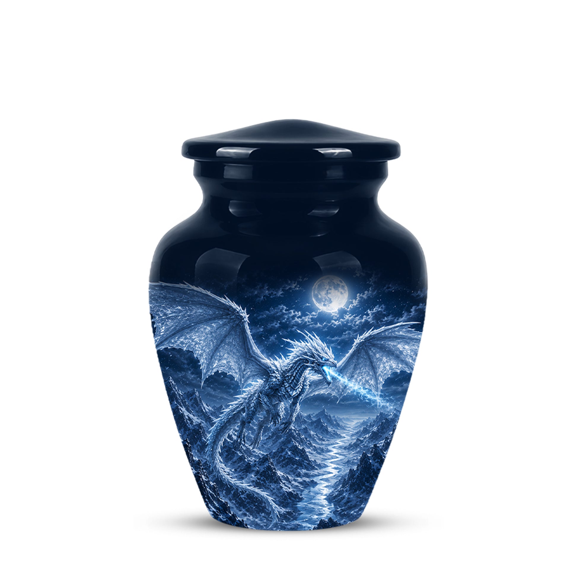 White Dragon Cremation Urn - Majestic Classic Dragon Urns For Human Ashes