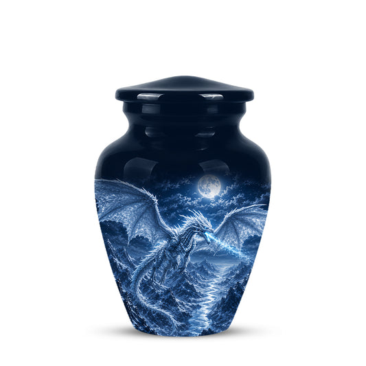 White Dragon Cremation Urn - Majestic Classic Dragon Urns For Human Ashes