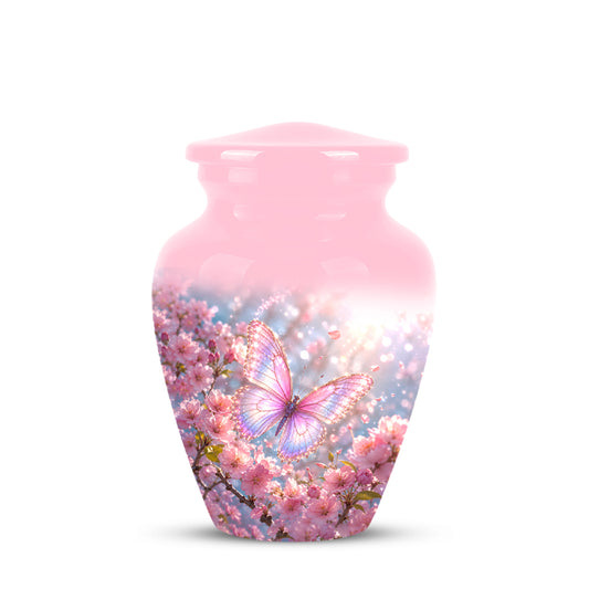 Personalized Pink Butterfly Memorial Urn - Handmade Urns For Mom Ashes