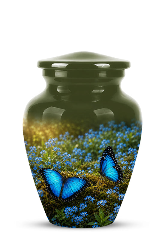 Handcrafted Blue Butterfly Memorial Urn - Elegant Funeral Urns For Mom