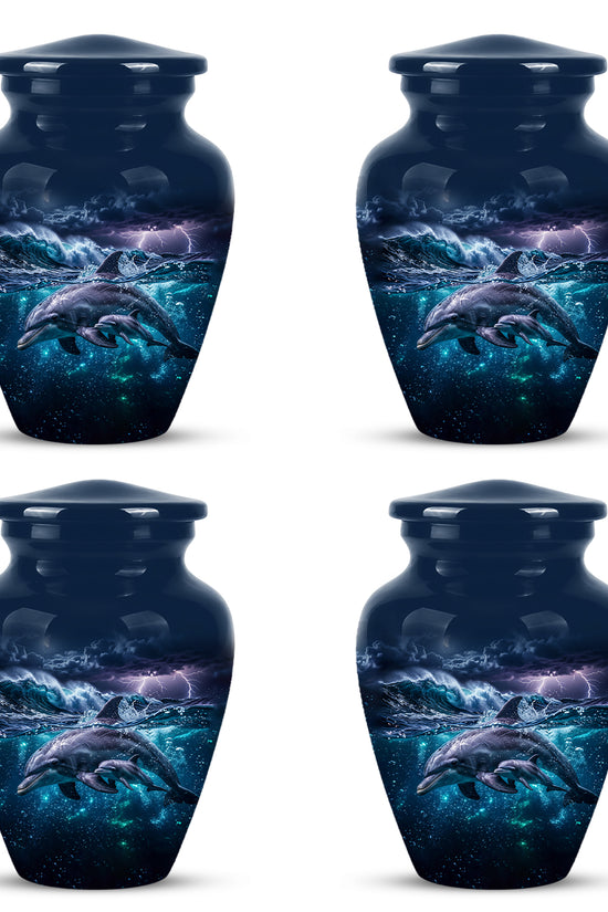 Dolphin Cremation Urn for Ashes –  Beautiful Ocean Storm Memorial Art