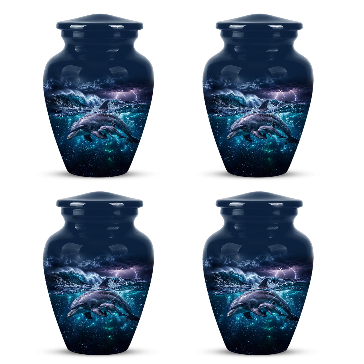 Dolphin Cremation Urn for Ashes –  Beautiful Ocean Storm Memorial Art