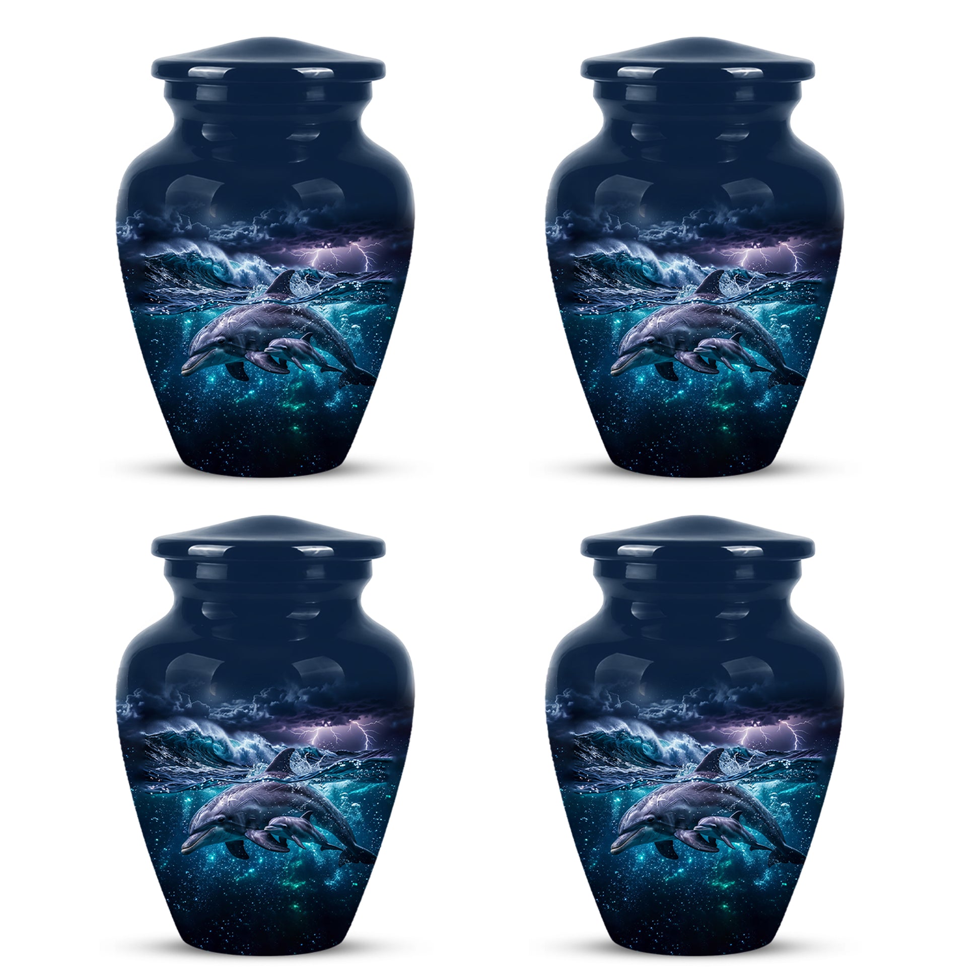Dolphin Cremation Urn for Ashes –  Beautiful Ocean Storm Memorial Art