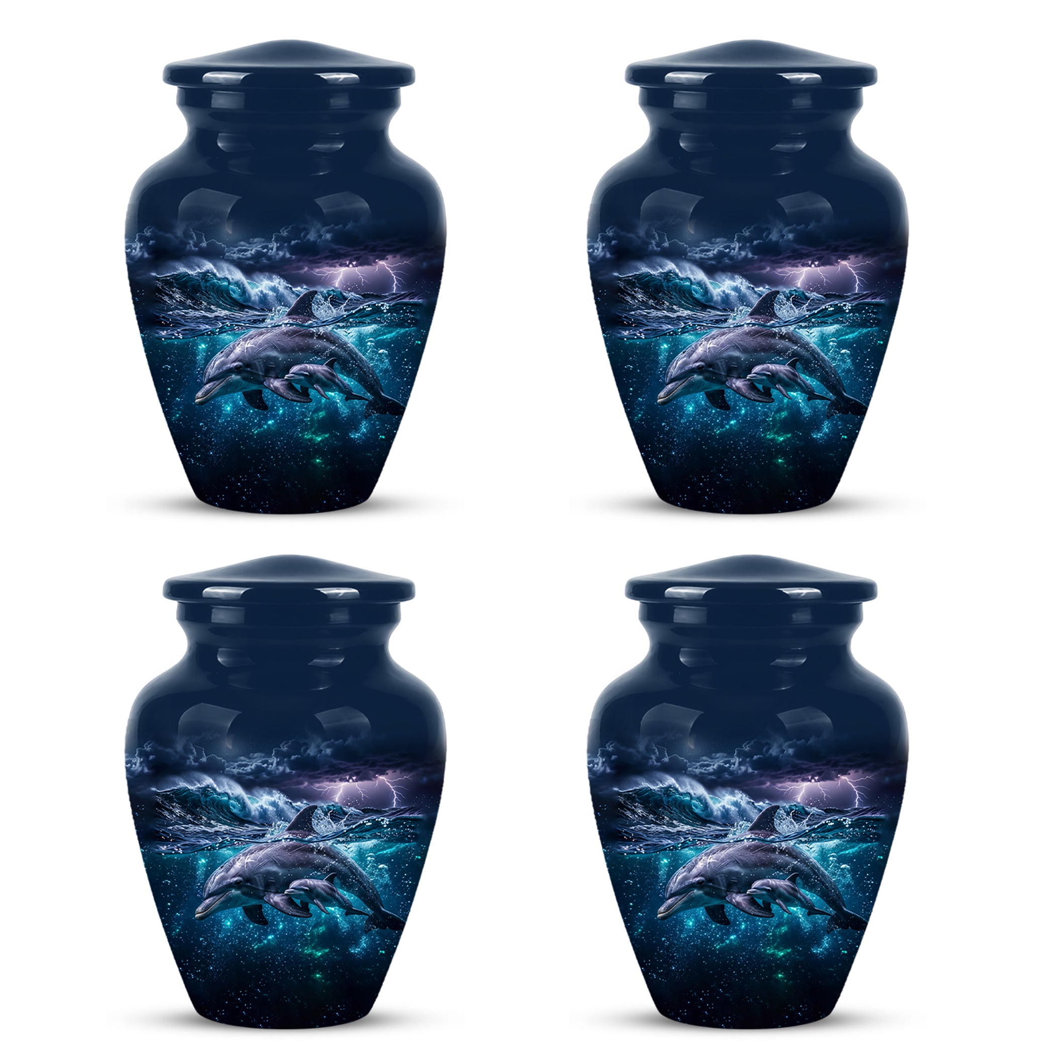 Dolphin Cremation Urn for Ashes –  Beautiful Ocean Storm Memorial Art