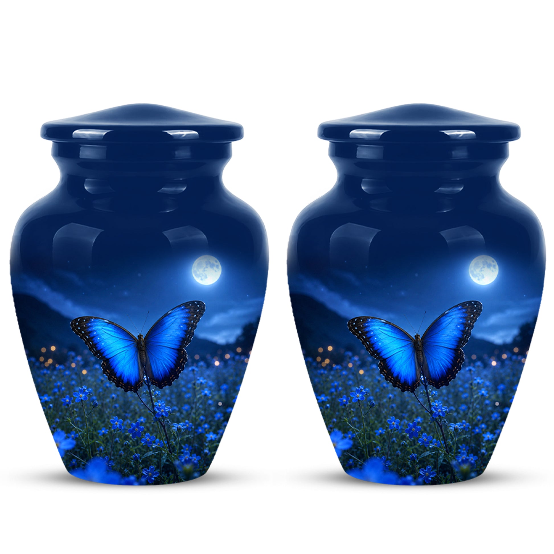 Personalized Blue Butterfly Cremation Urn - Handcrafted Urns For Mom