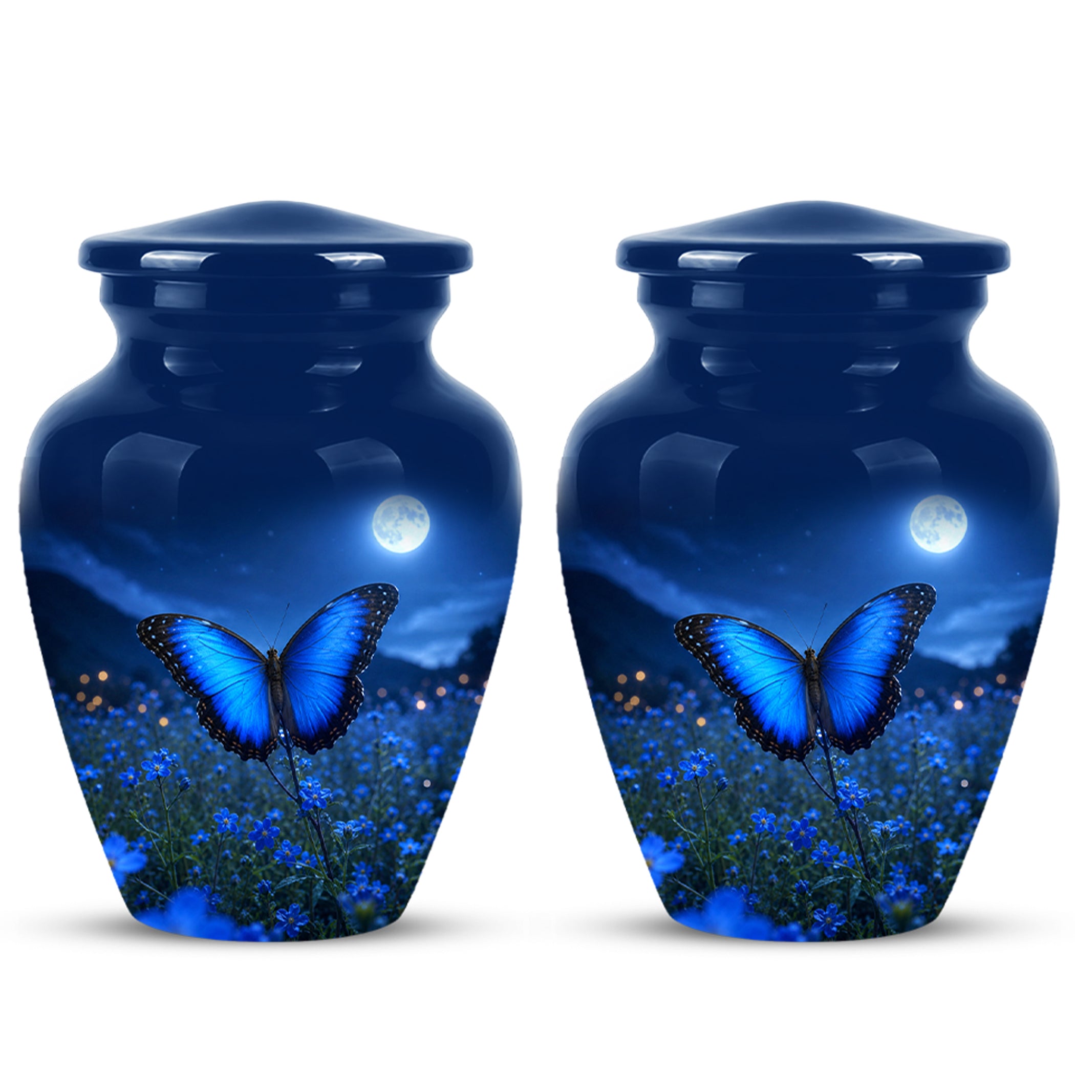 Personalized Blue Butterfly Cremation Urn - Handcrafted Urns For Mom