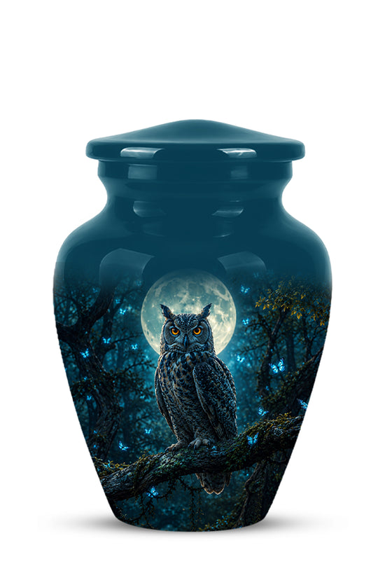 Majestic Horned Owl Burial Urn - Moonlight Owl Funeral Urns For Ashes