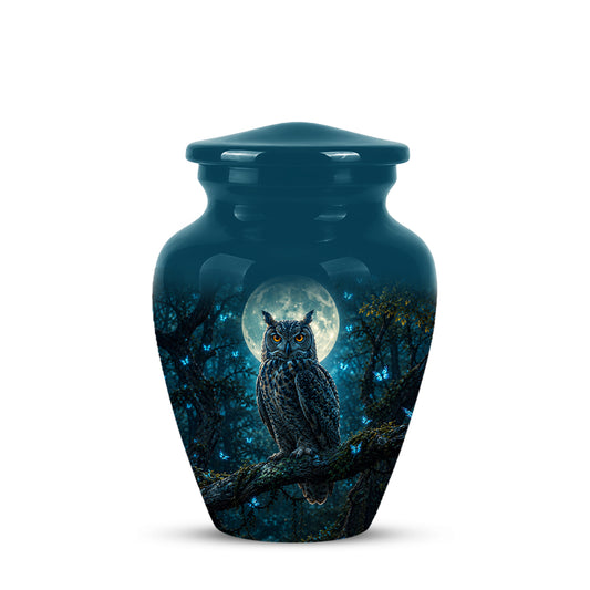 Majestic Horned Owl Burial Urn - Moonlight Owl Funeral Urns For Ashes
