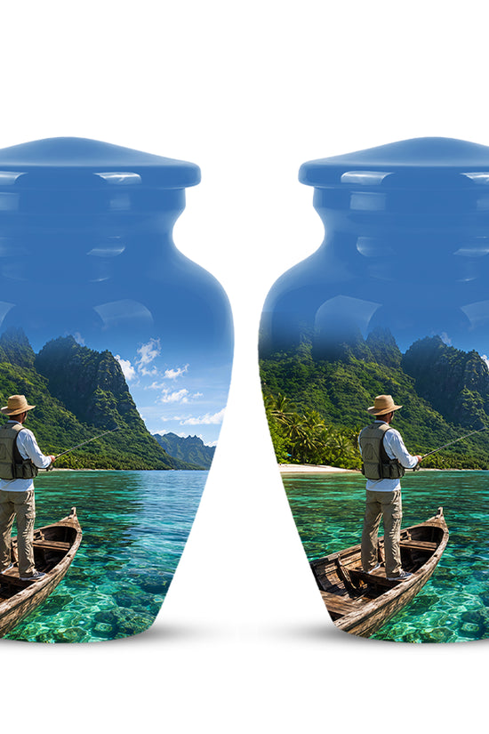 Father Fishing Cremation Urn - Majestic Memorial Urns For Human Ashes