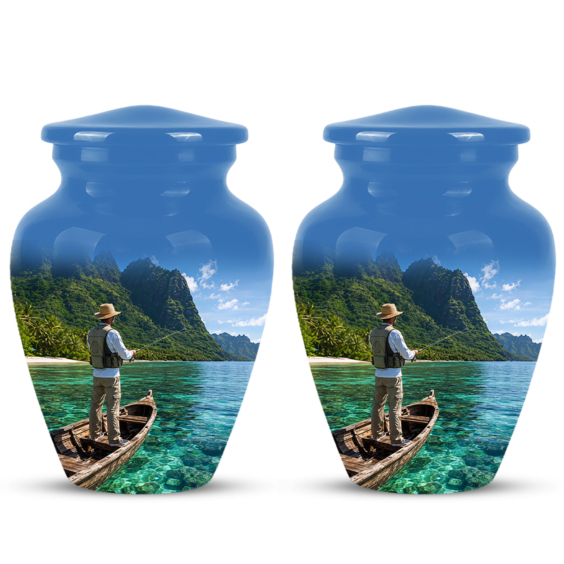 Father Fishing Cremation Urn - Majestic Memorial Urns For Human Ashes