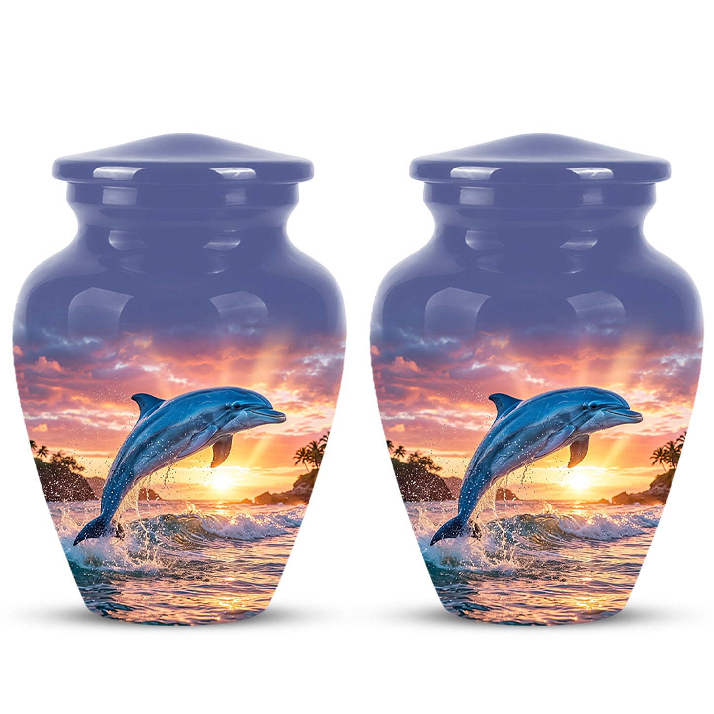 Blue Dolphin Themed Urn - Sunset Custom Funeral Urns For Human Ashes