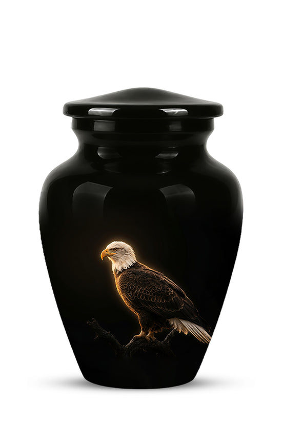 Bald Eagle Cremation Urn - Personalized Black Urns For Human Ashes