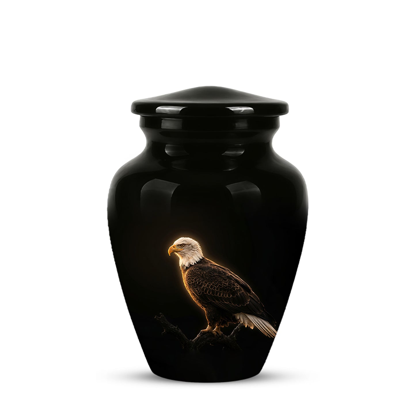 Bald Eagle Cremation Urn - Personalized Black Urns For Human Ashes