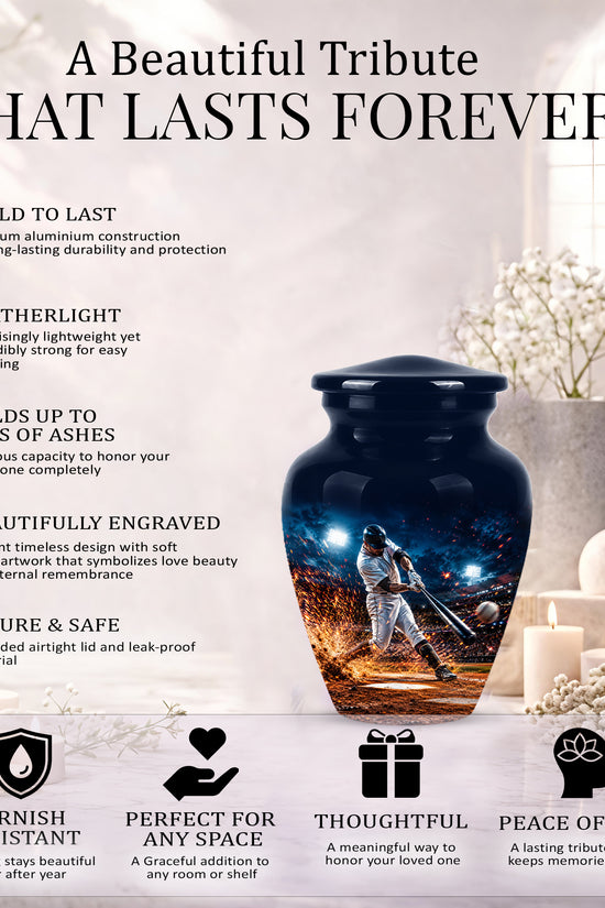 Elegant Baseball Funeral Urn - Decorative Burial Urns For Human Ashes
