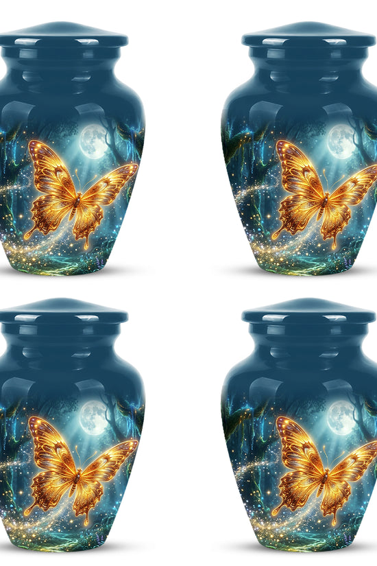 Glowing Yellow Butterfly Themed Urn - Moonlight Memorial Urns For Ashes