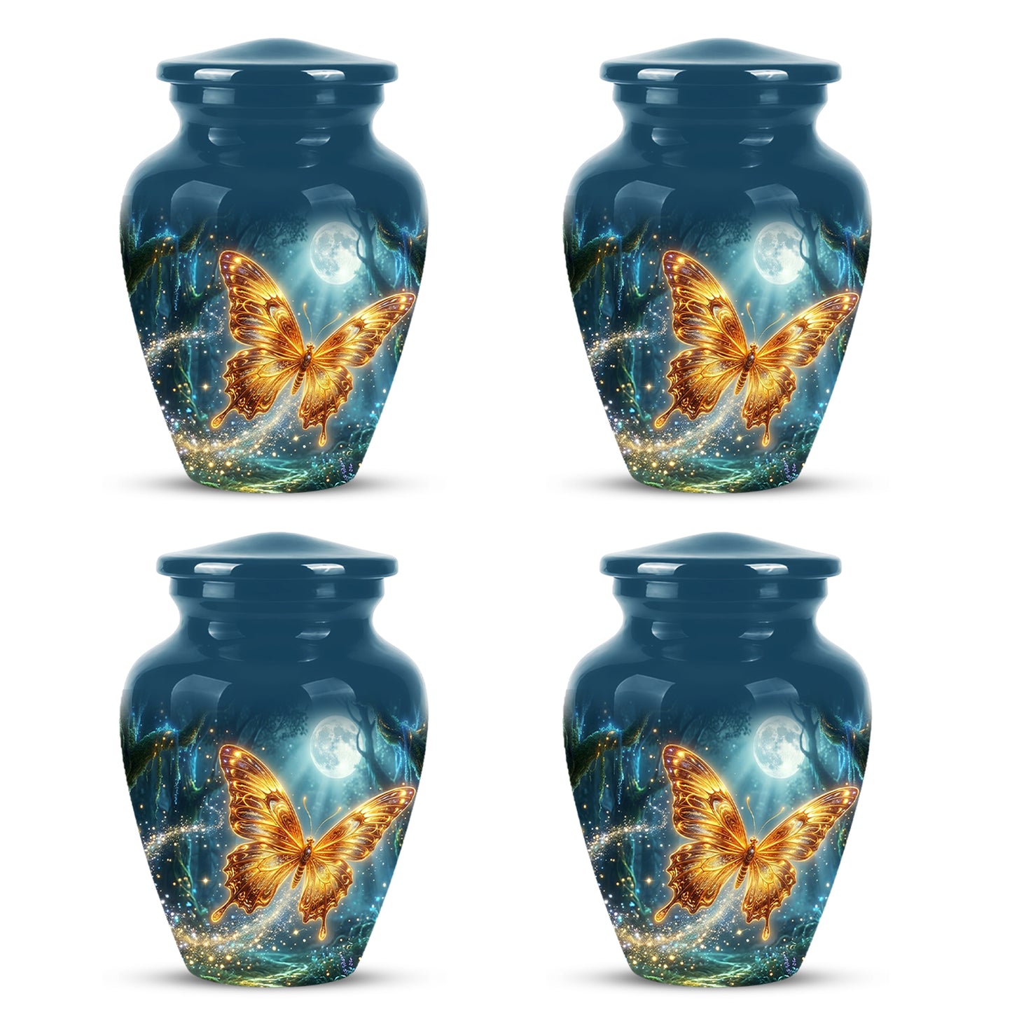 Glowing Yellow Butterfly Themed Urn - Moonlight Memorial Urns For Ashes