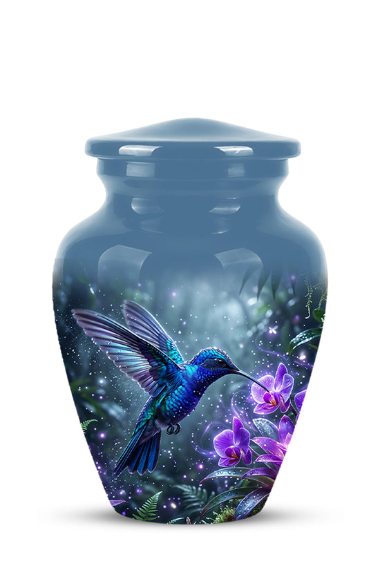 Flying Blue Hummingbird Urn - Majestic Memorial Urns For Human Ashes