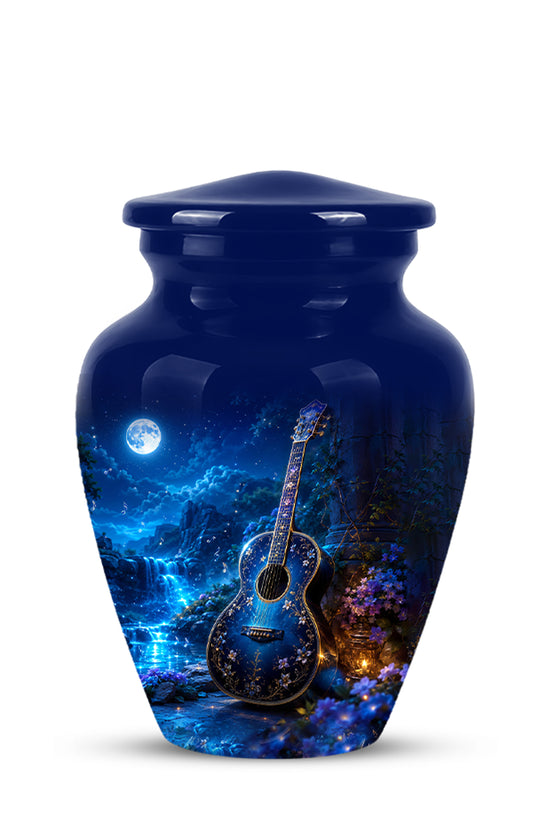 Blue Guitar Moonlight Urn - Beautiful Artistic Urns For Music Lovers