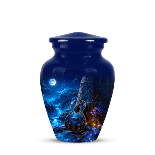 Blue Guitar Moonlight Urn - Beautiful Artistic Urns For Music Lovers