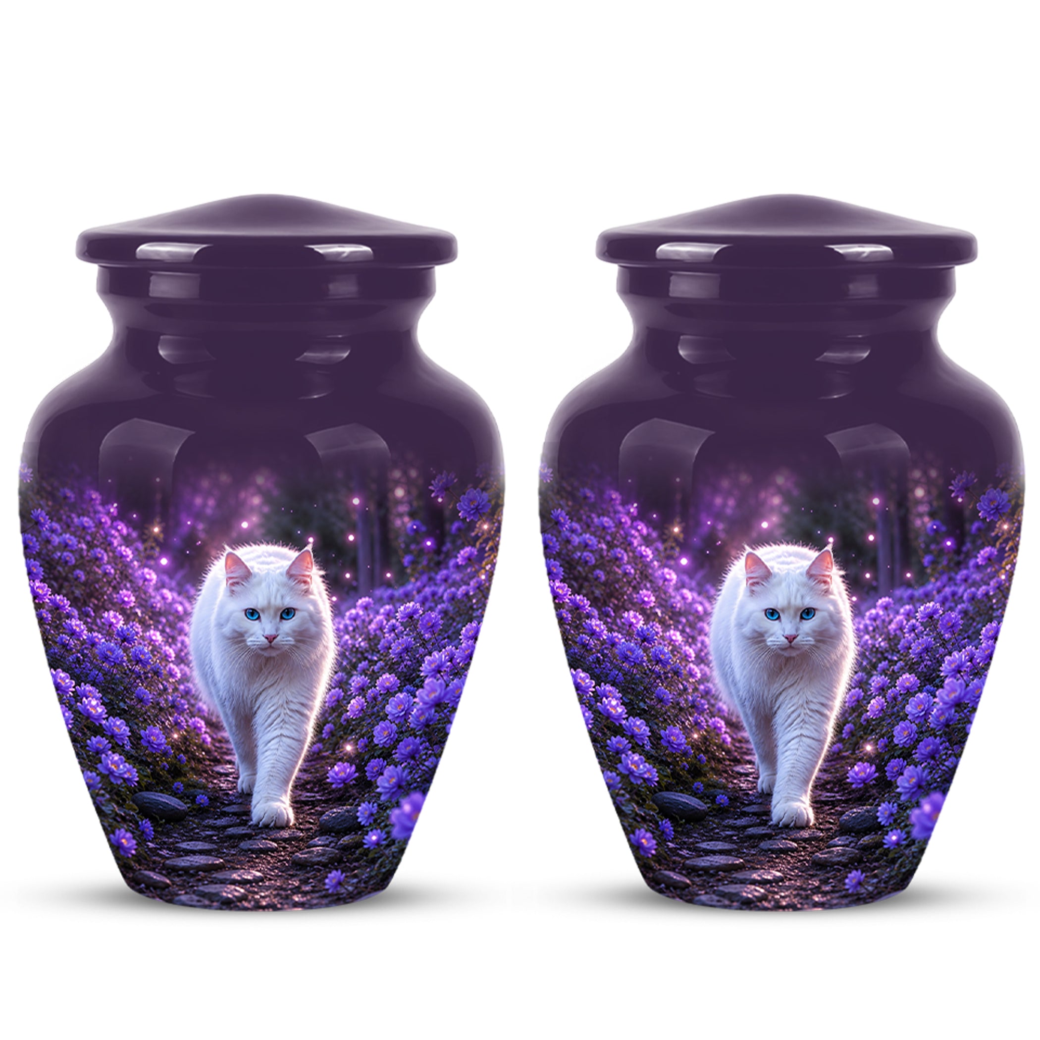 White Cat Cremation Urn - Personalized Burial Urns For Pet Ashes