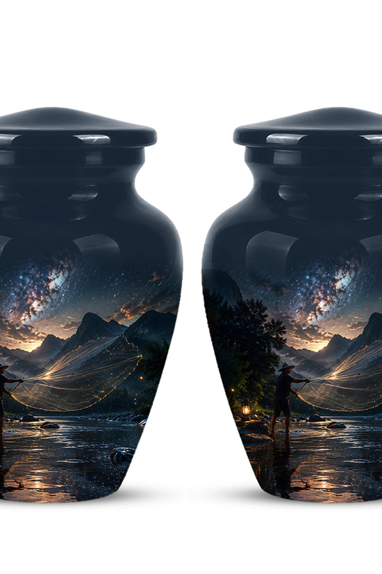 Fisherman Cremation Urn - Night Sky Memorial Urns For Human Ashes