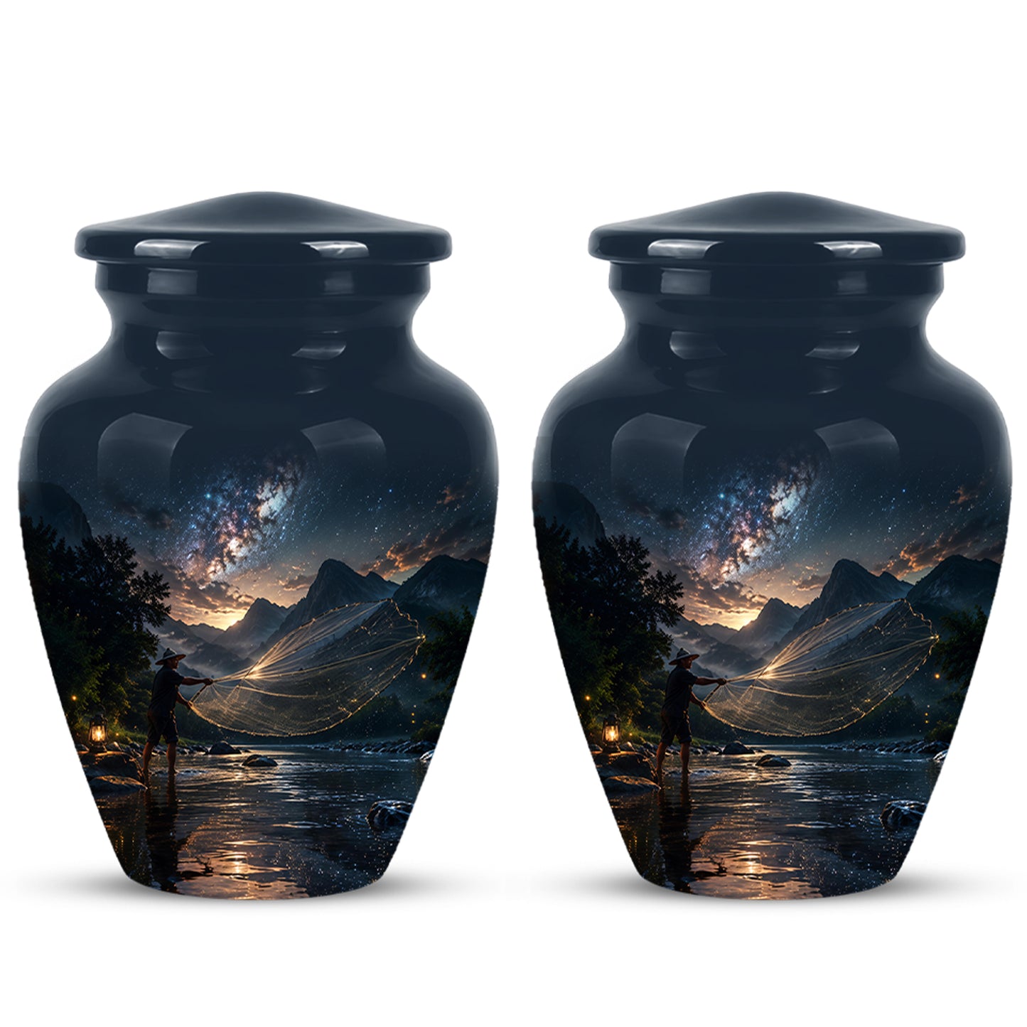 Fisherman Cremation Urn - Night Sky Memorial Urns For Human Ashes