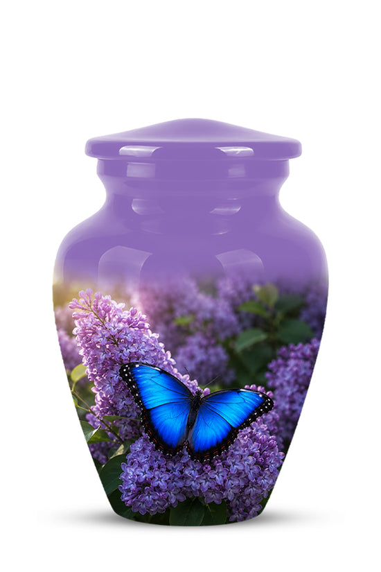 Blue Butterfly Cremation Urn - Purple Color Memorial Urns For Human Ashes