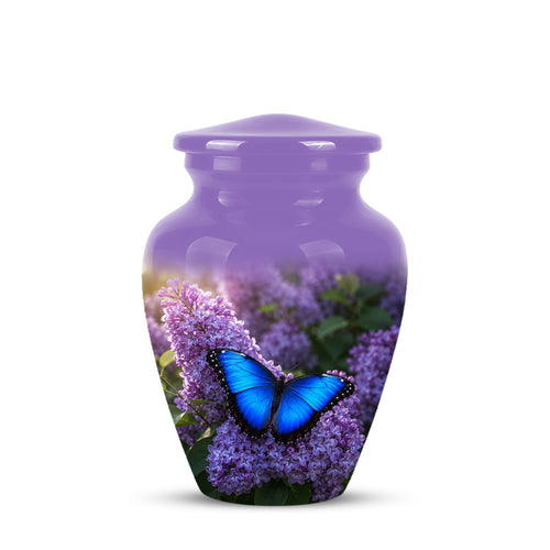 Blue Butterfly Cremation Urn - Purple Color Memorial Urns For Human Ashes