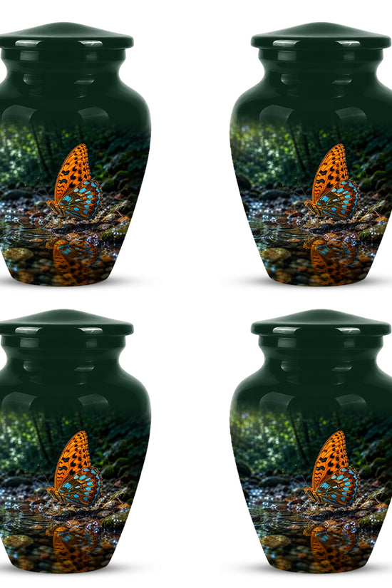 Orange Butterfly Memorial Urn - Personalized Memorial Urns For Ashes