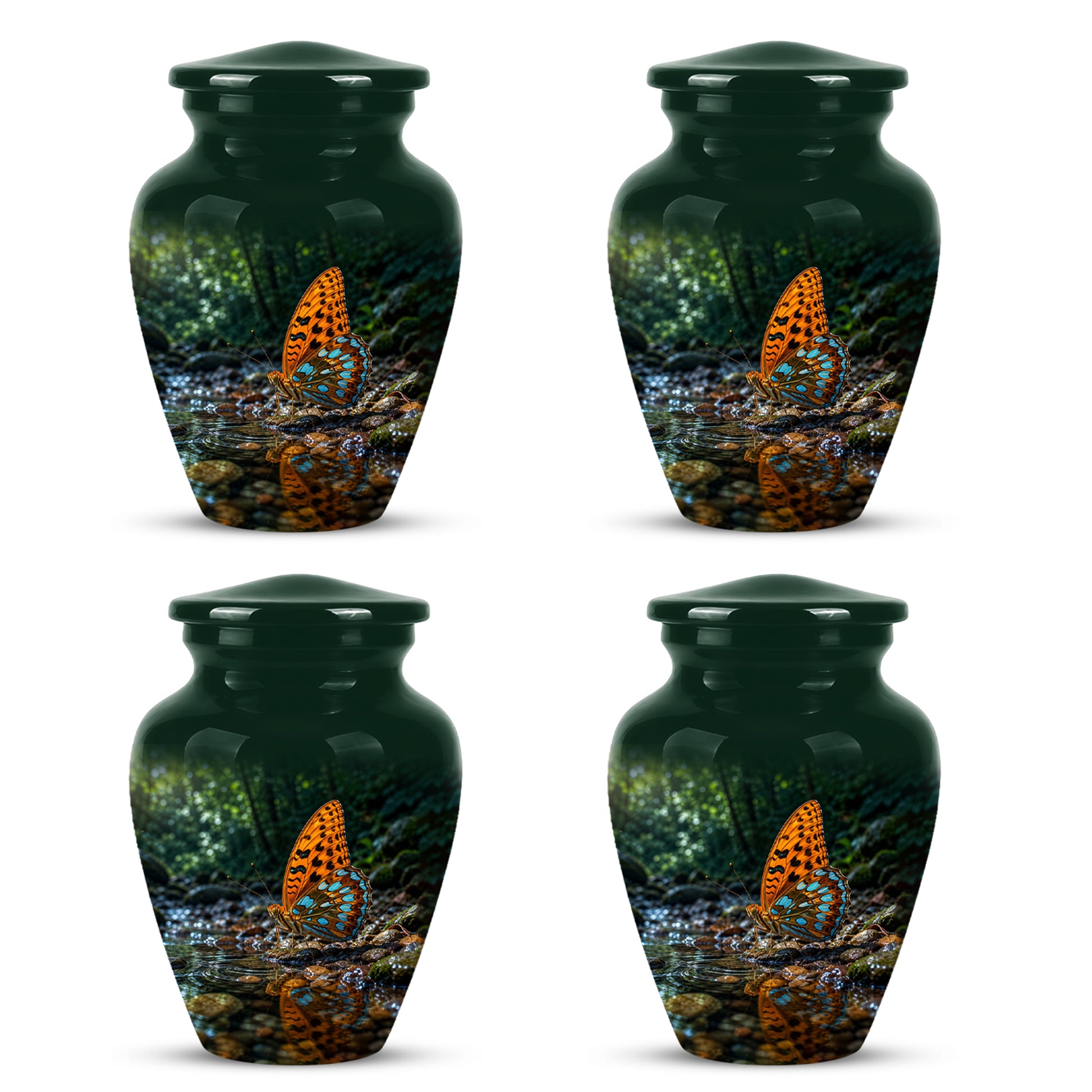 Orange Butterfly Memorial Urn - Personalized Memorial Urns For Ashes
