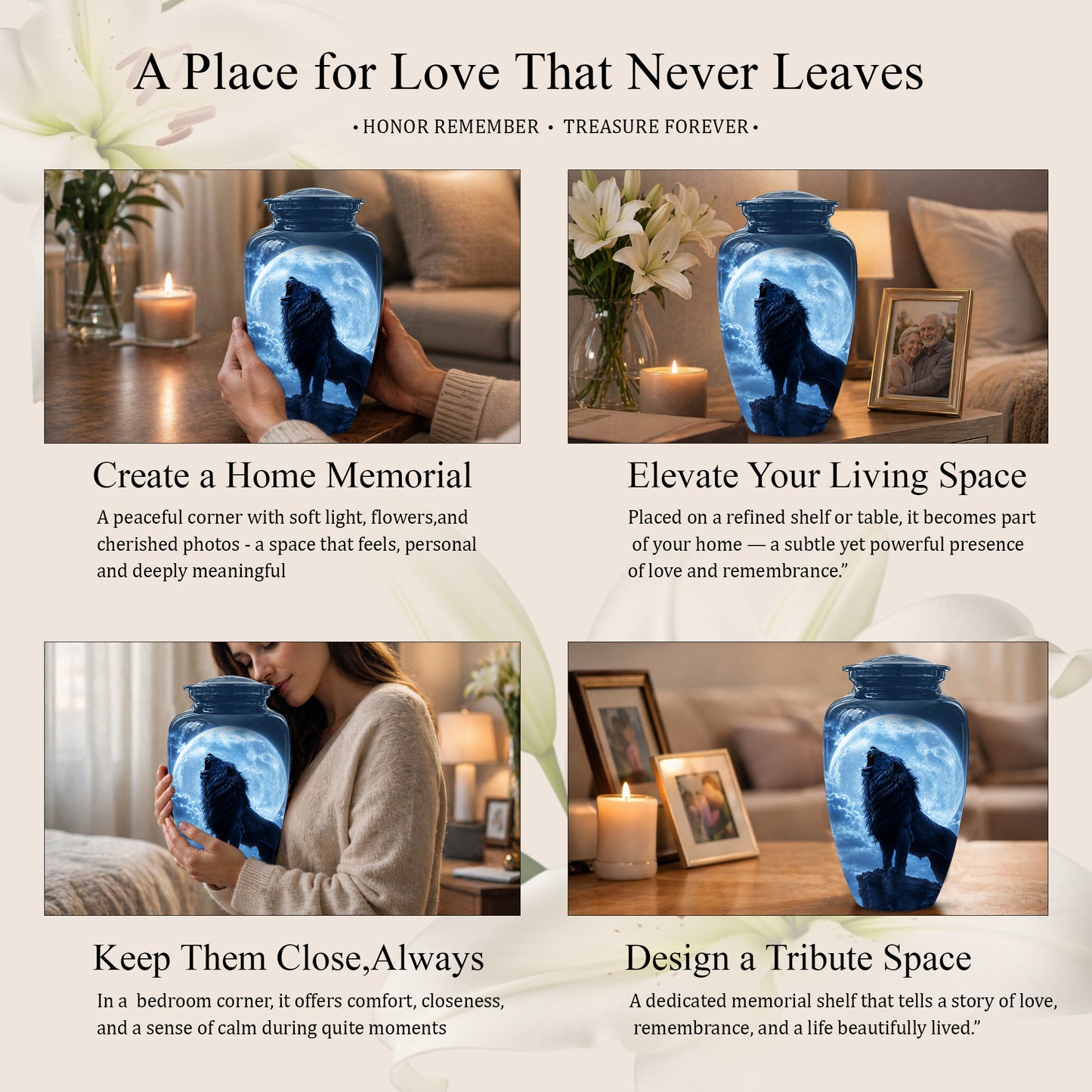 Roaring Lion Cremation Urn - Handcrafted Personalized Urns For Ashes