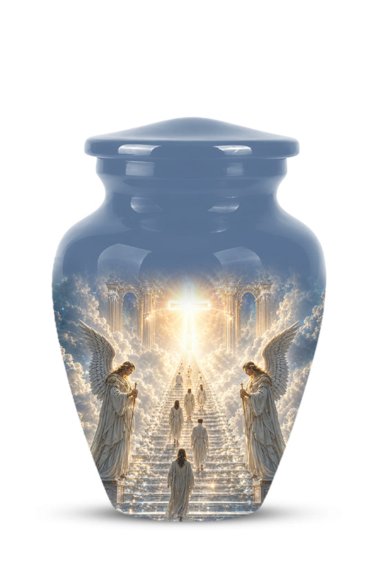 Heaven’s Gate Cross Cremation Urn – Angel Memorial Urn For Human Ashes