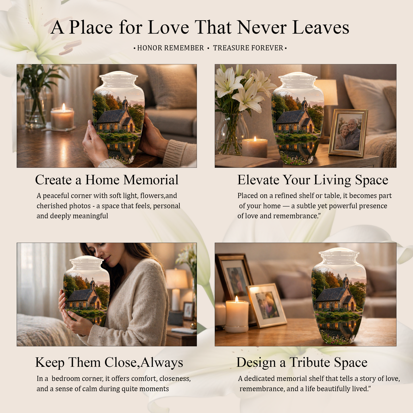 Christian Church Cross Burial Urn - Spiritual Burial Urns For Human Ashes