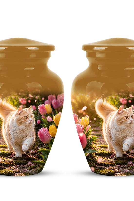 Brown Cat Cremation Urn - Custom Handcrafted Burial Urns For Pet Ashes