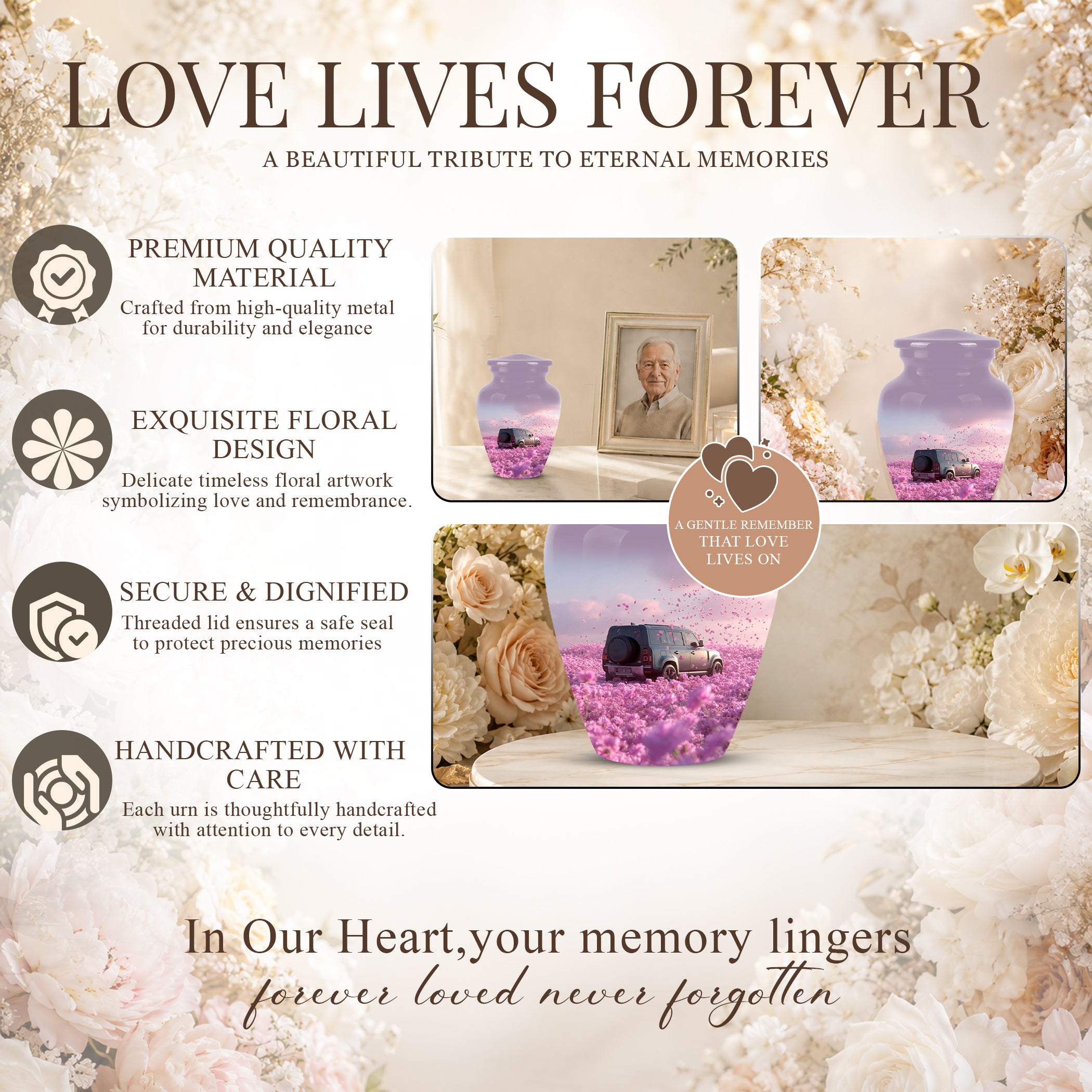 Personalized Car Cremation Urn - Pink Memorial Urns For Women Ashes