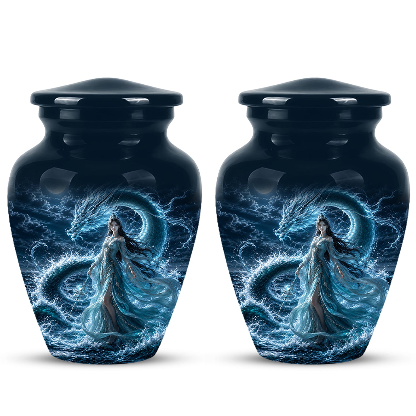 Celestial Dragon & Goddess Cremation Urn - Custom Handmade Adult Urns