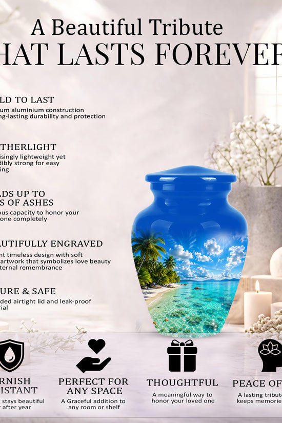 Beach Themed Memorial Urn - Beautifully Handcrafted Urns For Human Ash