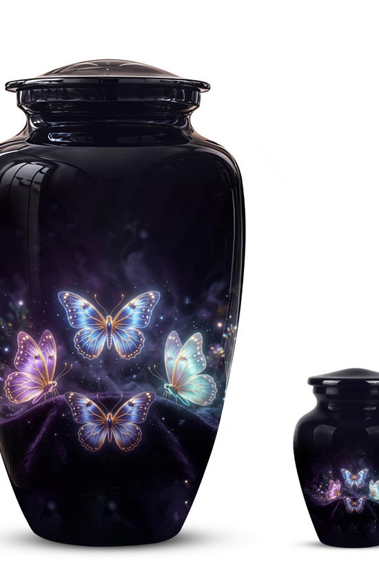 Flying Butterfly Urns For Mom Ashes - Handcrafted Black Cremation Urns