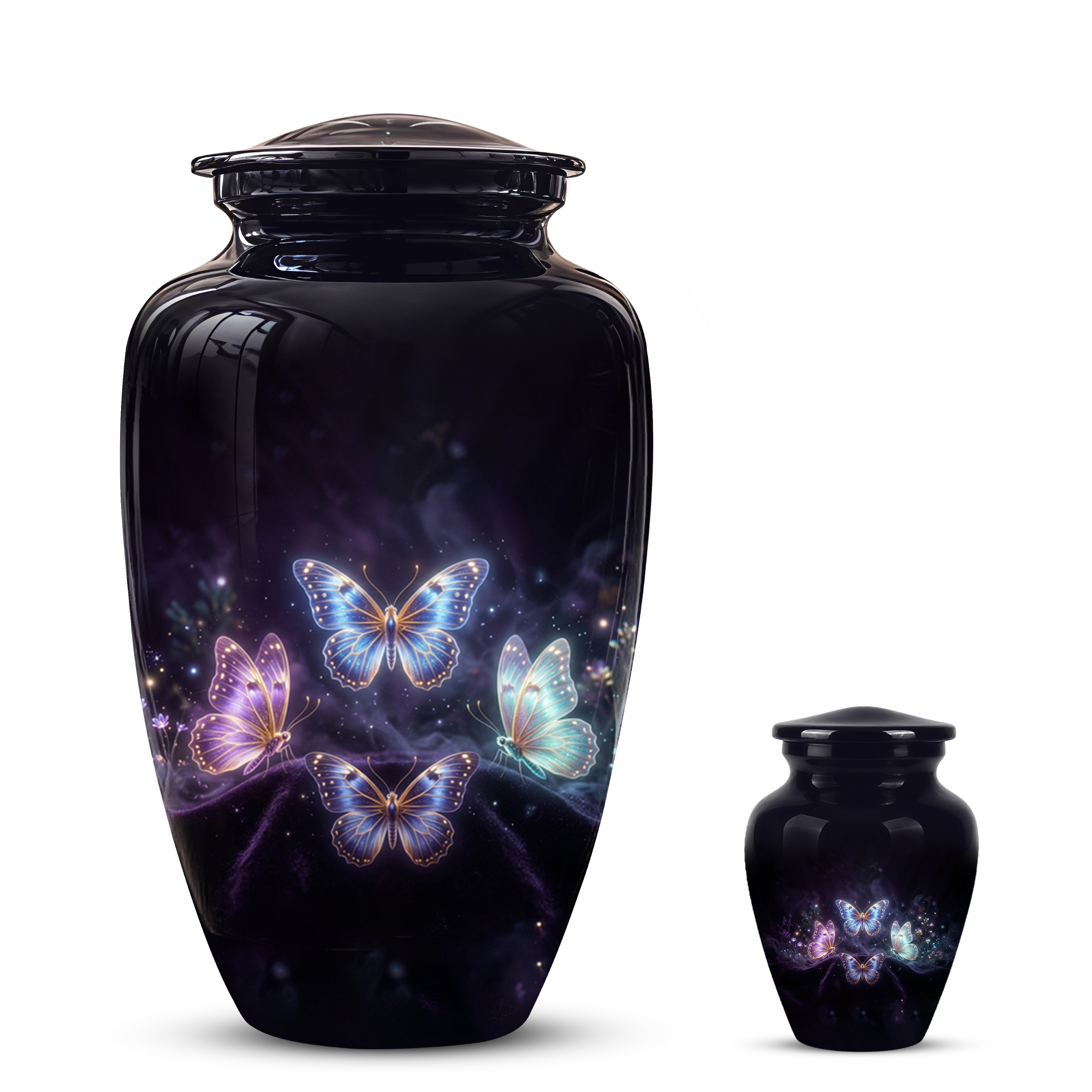 Flying Butterfly Urns For Mom Ashes - Handcrafted Black Cremation Urns