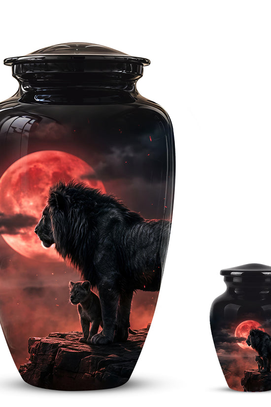 Lion With Cub Cremation Urn - Blood Moon Urns For Human Ashes