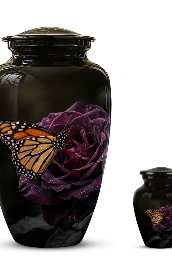 Yellow Butterfly On Purple Flower - Beautiful Burial Urns For Mom Ashes