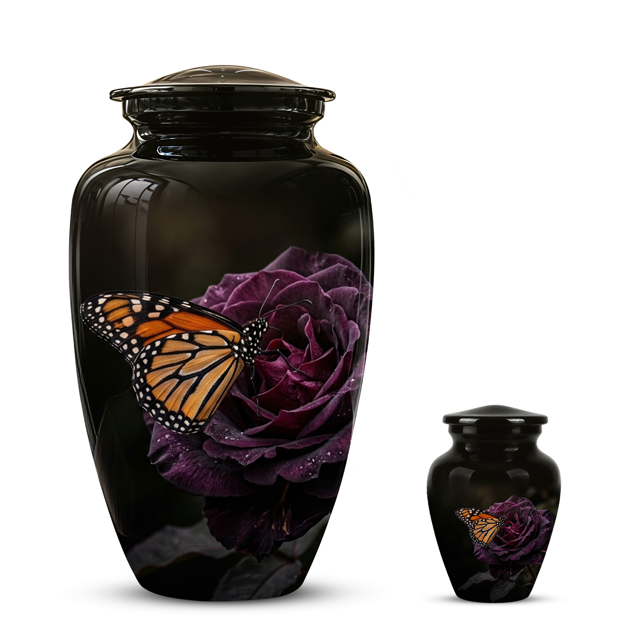 Yellow Butterfly On Purple Flower - Beautiful Burial Urns For Mom Ashes