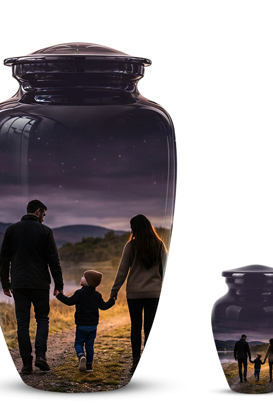 Dad, Son & Mom Cremation Urn - Artistic Night Burial Urns For Human Ashes