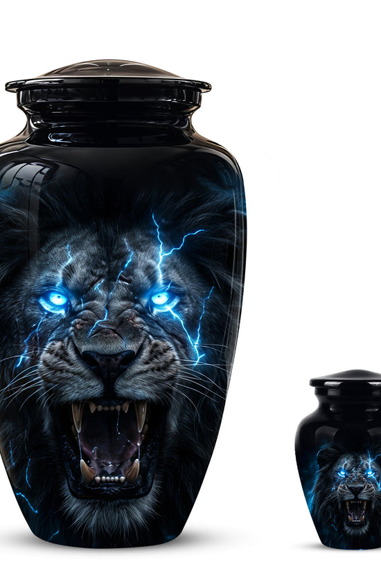 Black Lion Memorial Urns - Custom Handmade Burial Urns For Human Ashes