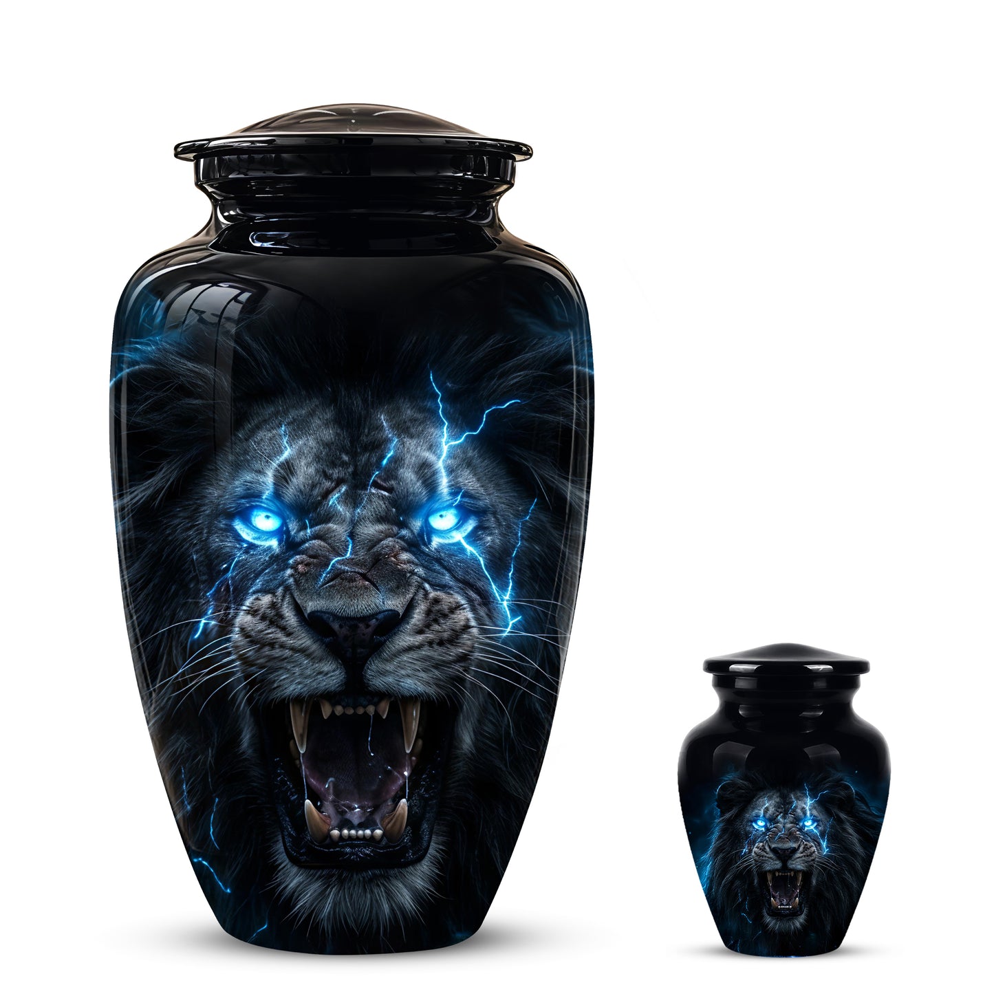 Black Lion Memorial Urns - Custom Handmade Burial Urns For Human Ashes