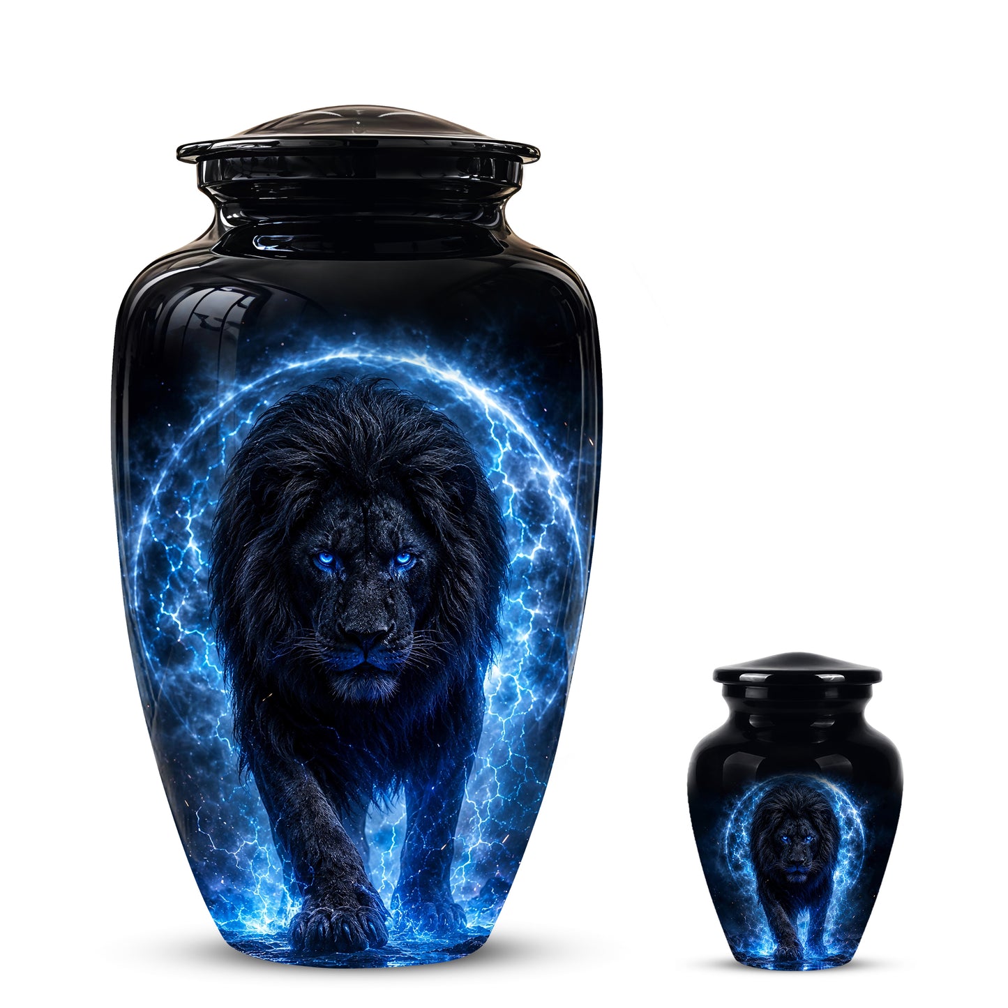 Black Lion Cremation Urns - Personalized Memorial Urns For Human Ashes