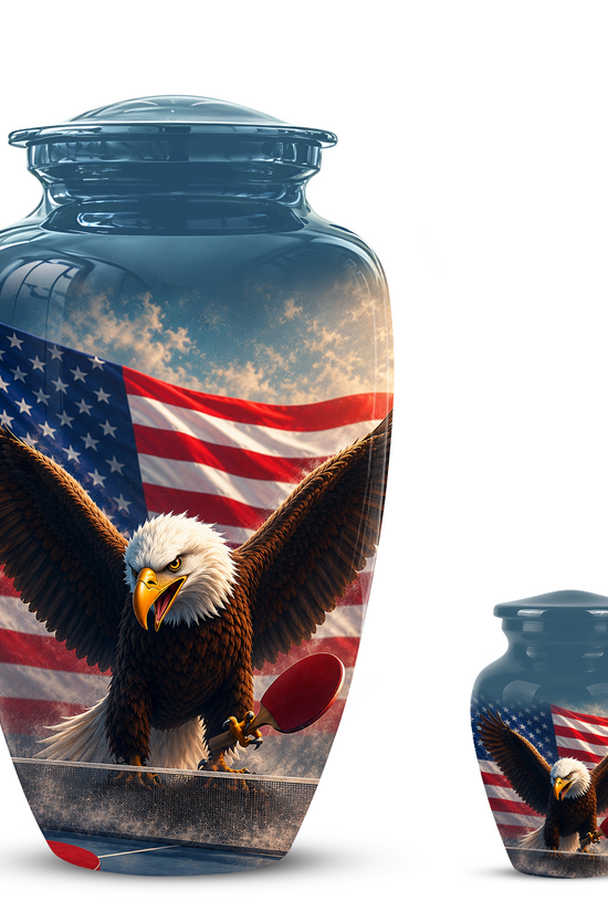 Flying Eagle With American Flag Urn - Patriotic Funeral Memorial Urns